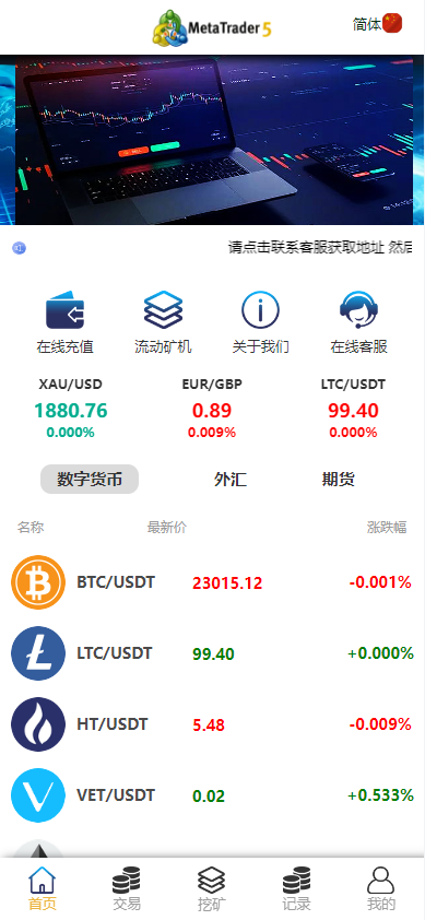 定制版MT5微交易系统/MT5微盘系统/矿机质押/外汇虚拟币微盘源码-清风源码网