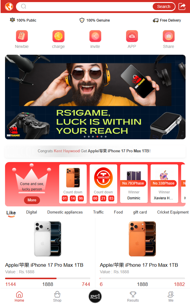 一元云购红色模板（ 多语言版 ）-清风源码网